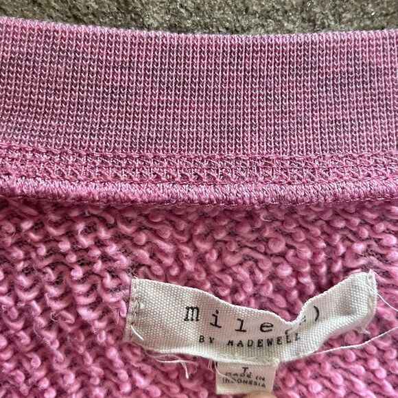 Madewell Miles Mainstay Sweatshirt Cozy Heather Petal Pink Large Cotton - Picture 4 of 9